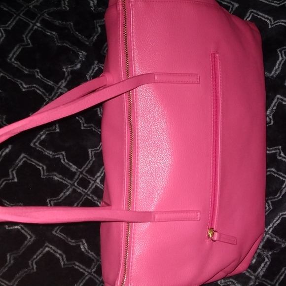 Poverty Flats pink tote handbag gold lining - Picture 5 of 17